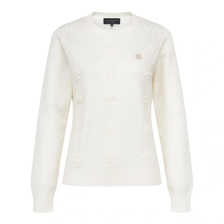 Áo knit golf nữ — St Andrews (Trắng) | Seoul Golf Fashion