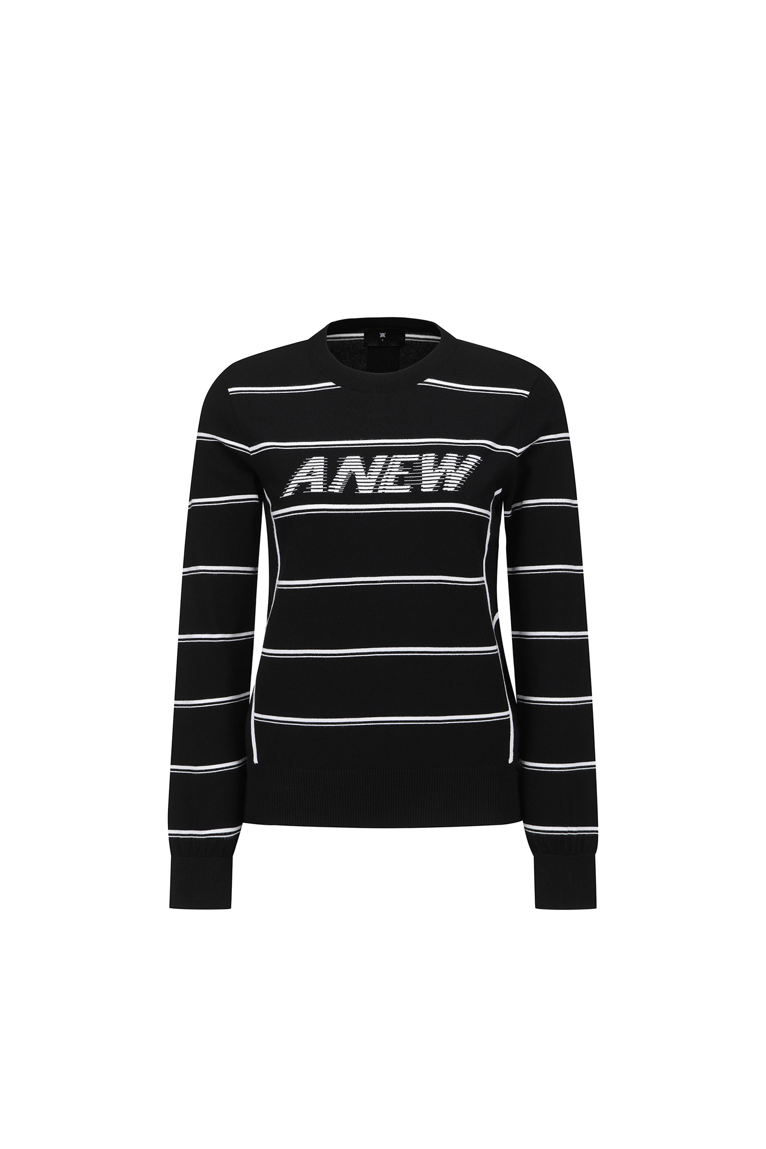 WOMEN STRIPE ROUND SWEATER_BK | Seoul Golf Fashion