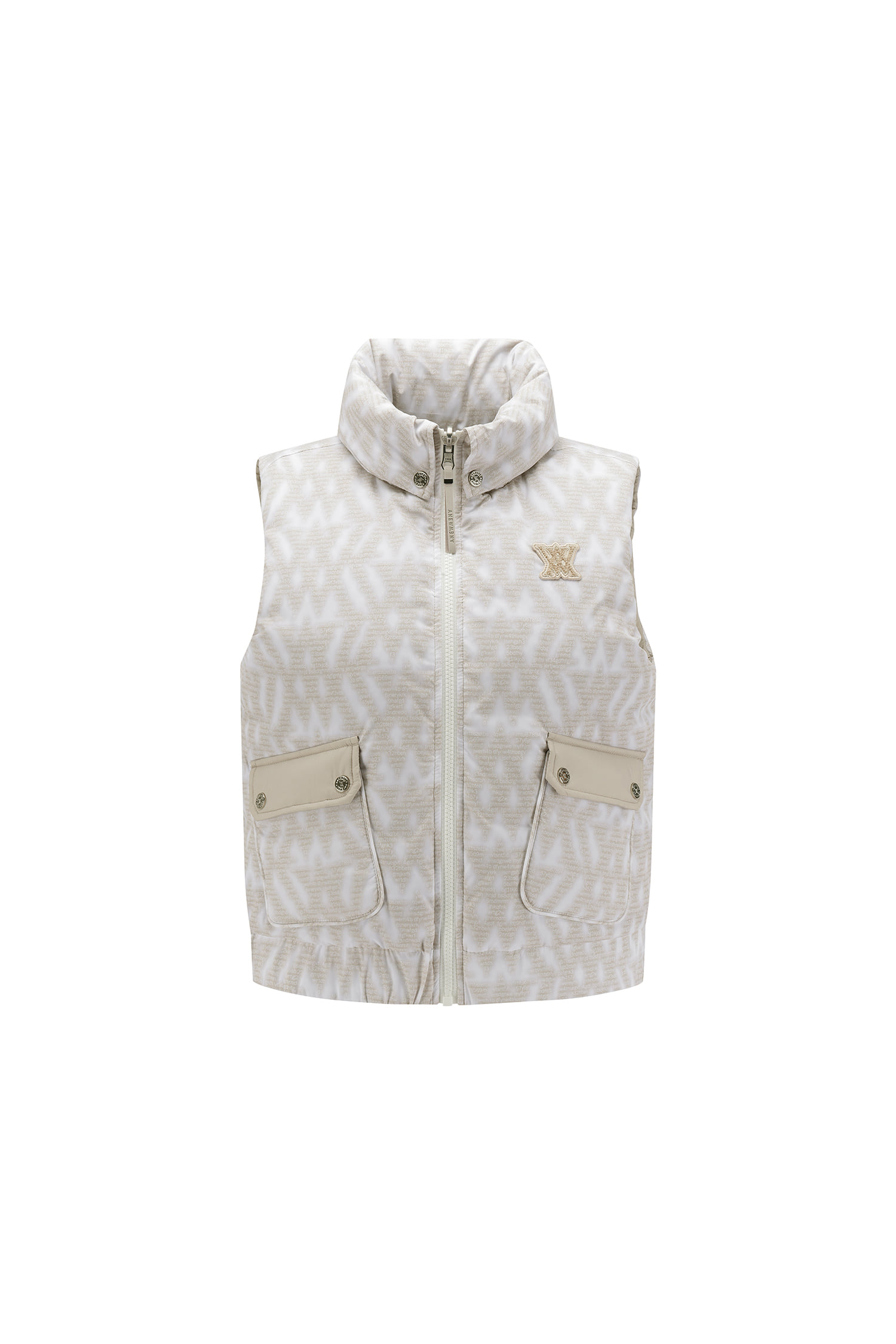 WOMEN WI LOGO PATTERN REVERSIBLE DOWN VEST_BE | Seoul Golf Fashion