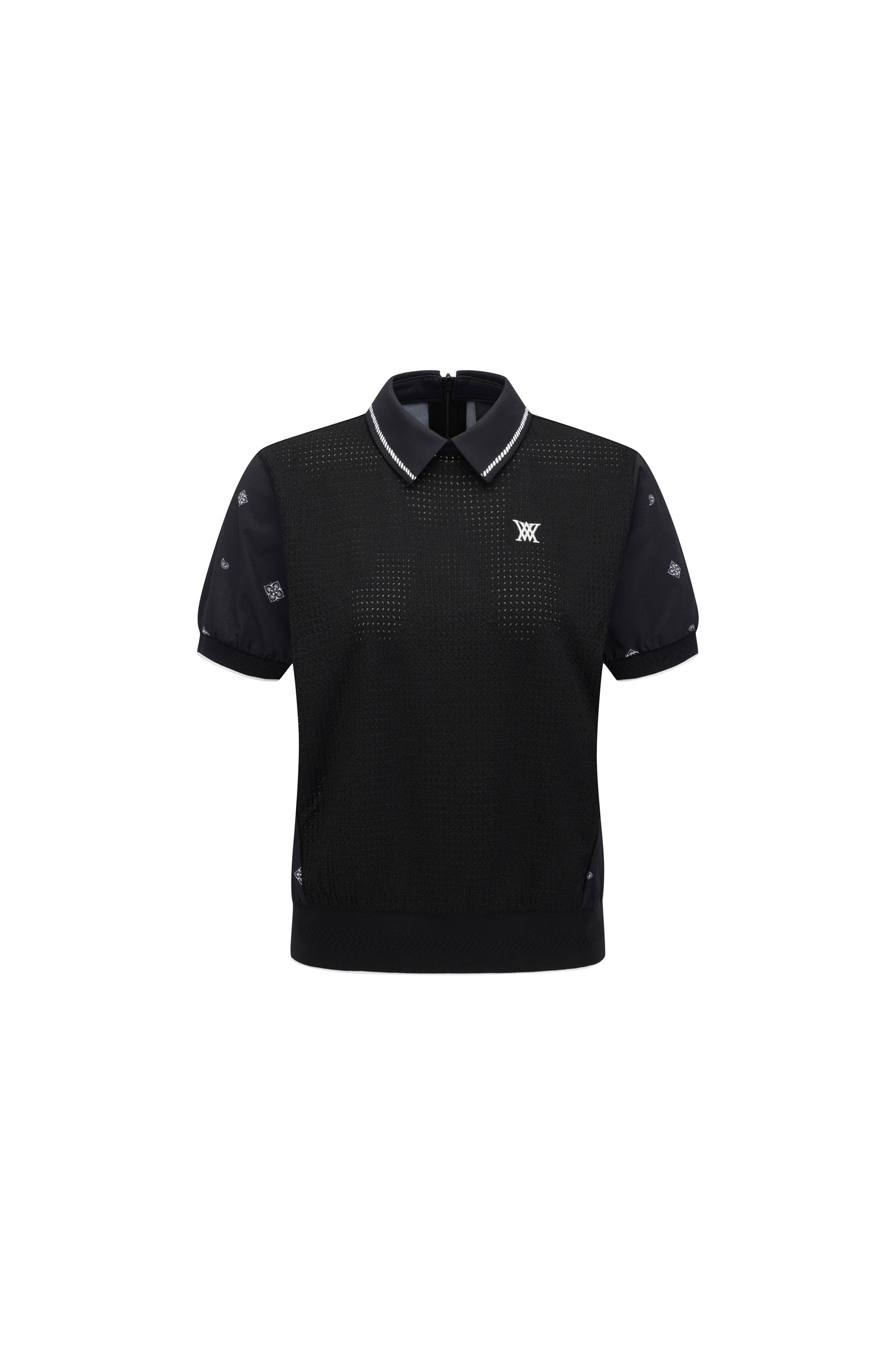 Áo golf nữ cổ bẻ tay ngắn màu đen — Anew | Seoul Golf Fashion