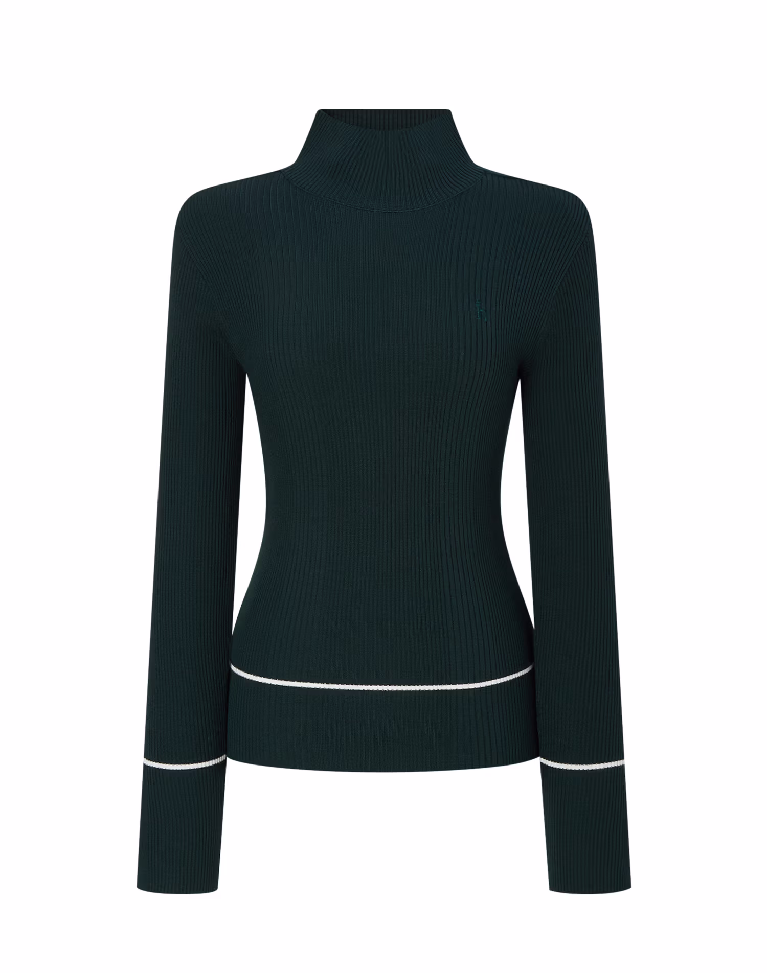 Áo len cổ cao dáng suông màu xanh lá cây dành cho nữ. — Hazzys Knit