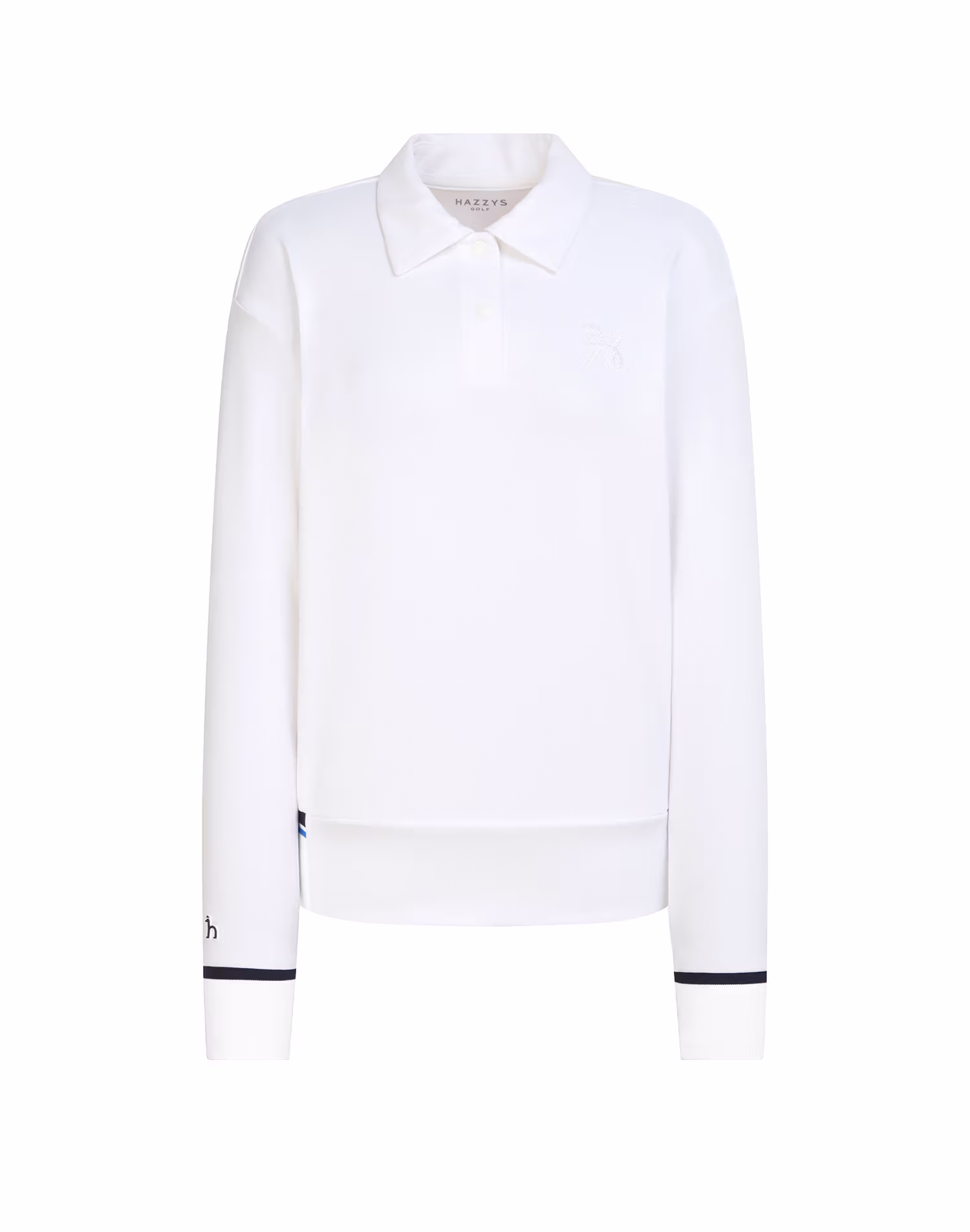 Áo thun nữ dài tay cổ bẻ màu trắng — Hazzys | Seoul Golf Fashion