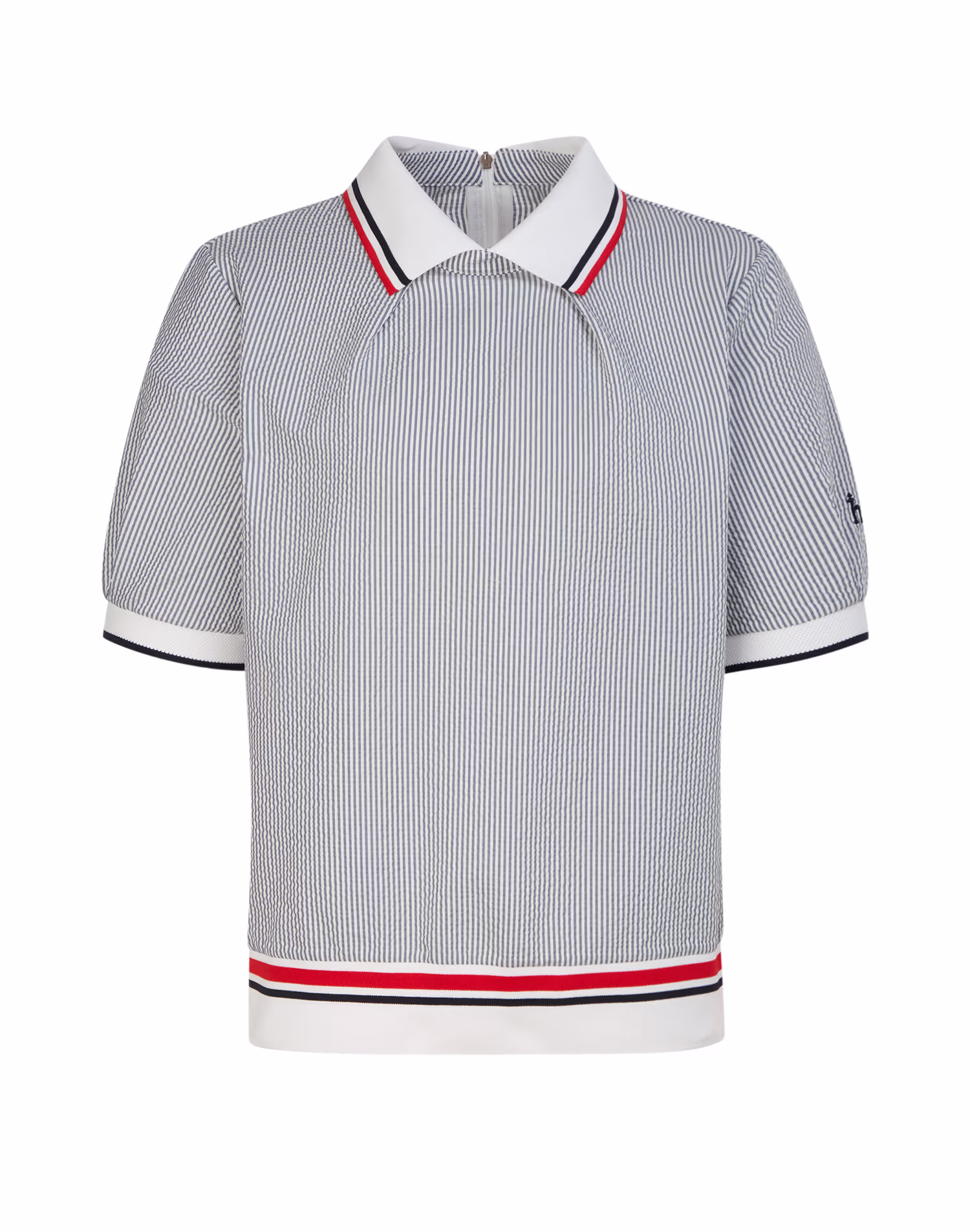 Áo thun nữ tay ngắn dệt kim gân sọc kẻ sọc màu xanh hải quân — Hazzys | Seoul Golf Fashion