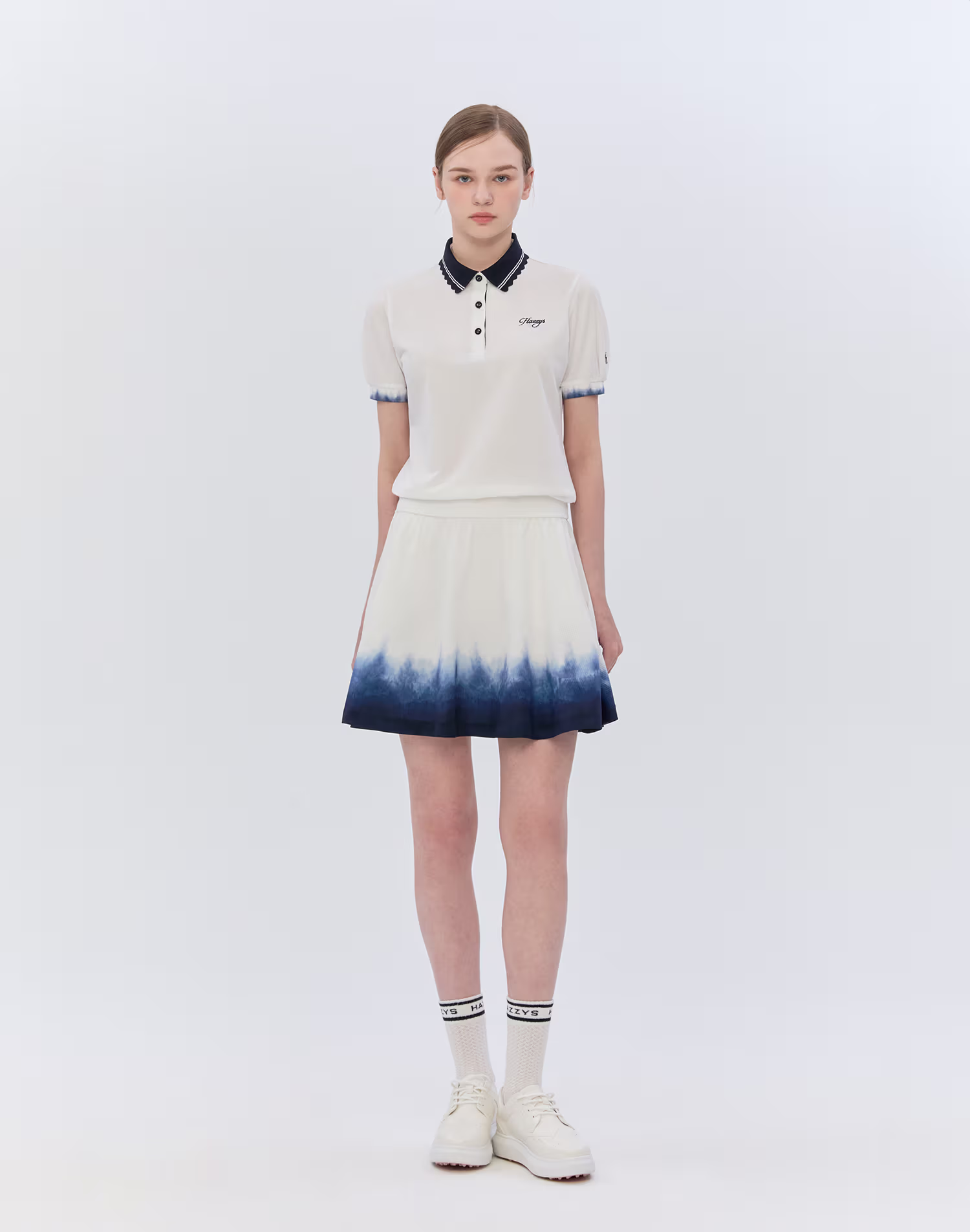 Áo thun ngắn tay cổ bẻ màu trắng dành cho nữ — Hazzys | Seoul Golf Fashion