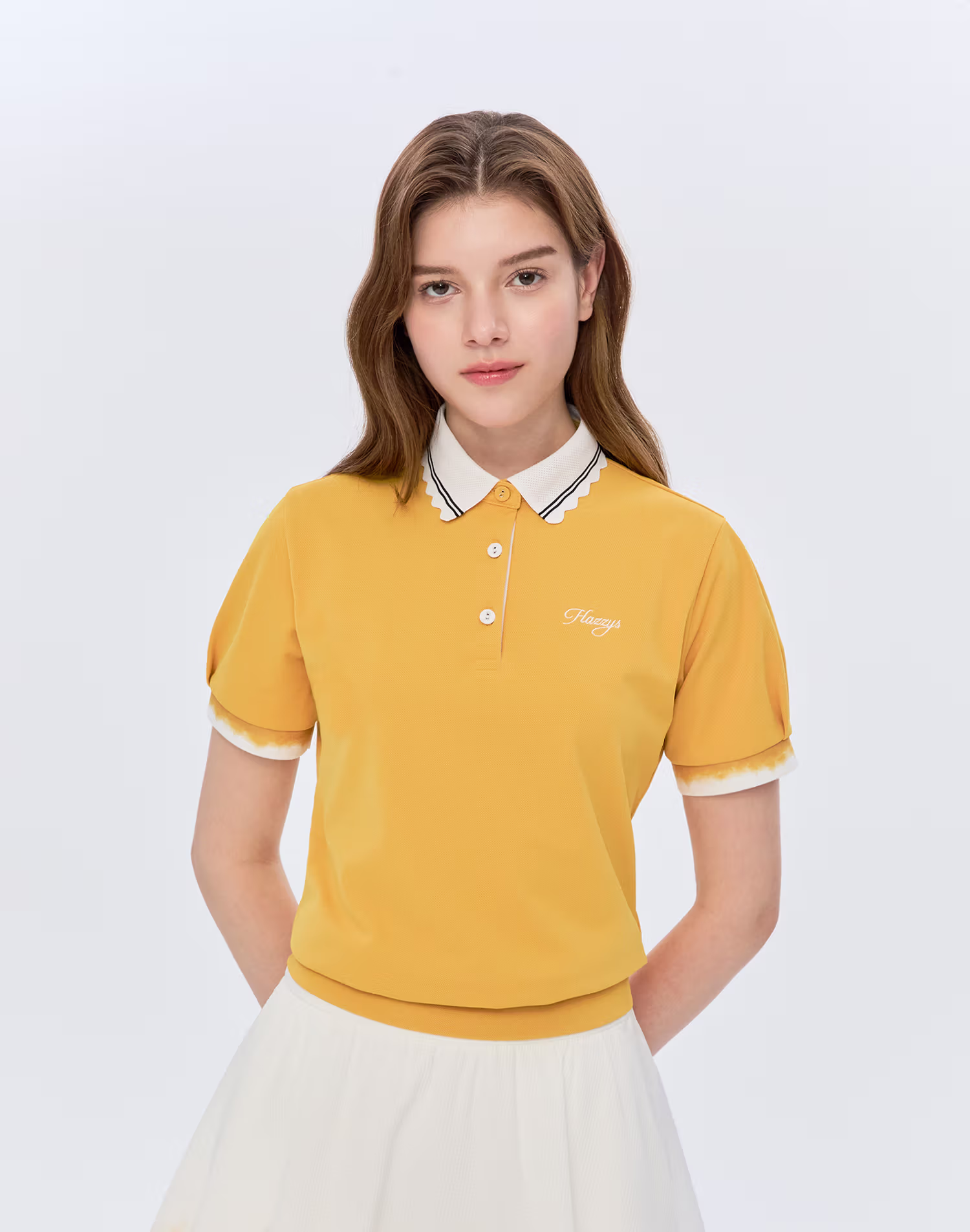 Áo thun ngắn tay cổ bẻ màu cam dành cho nữ — Hazzys | Seoul Golf Fashion