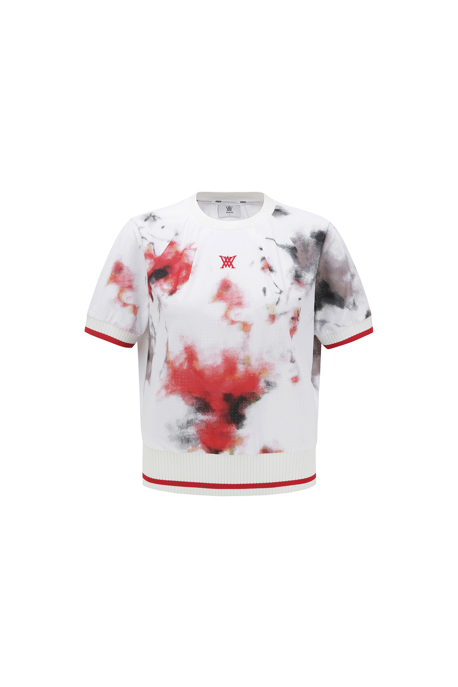Áo golf nữ tay ngắn họa tiết màu trắng đỏ đen — OUTLET | Seoul Golf Fashion