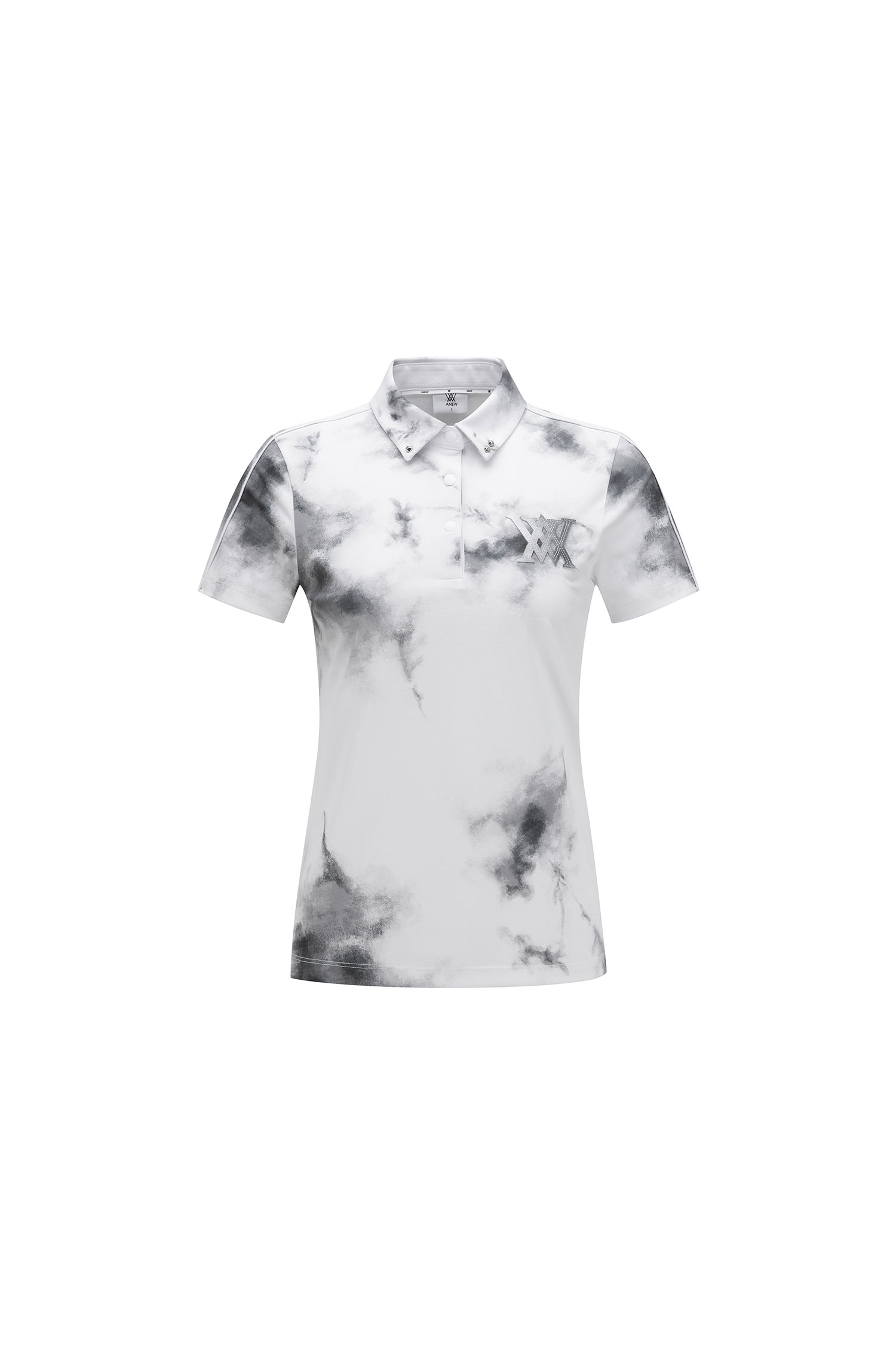 Áo golf nữ họa tiết mây xám cổ bẻ tay ngắn — OUTLET | Seoul Golf Fashion