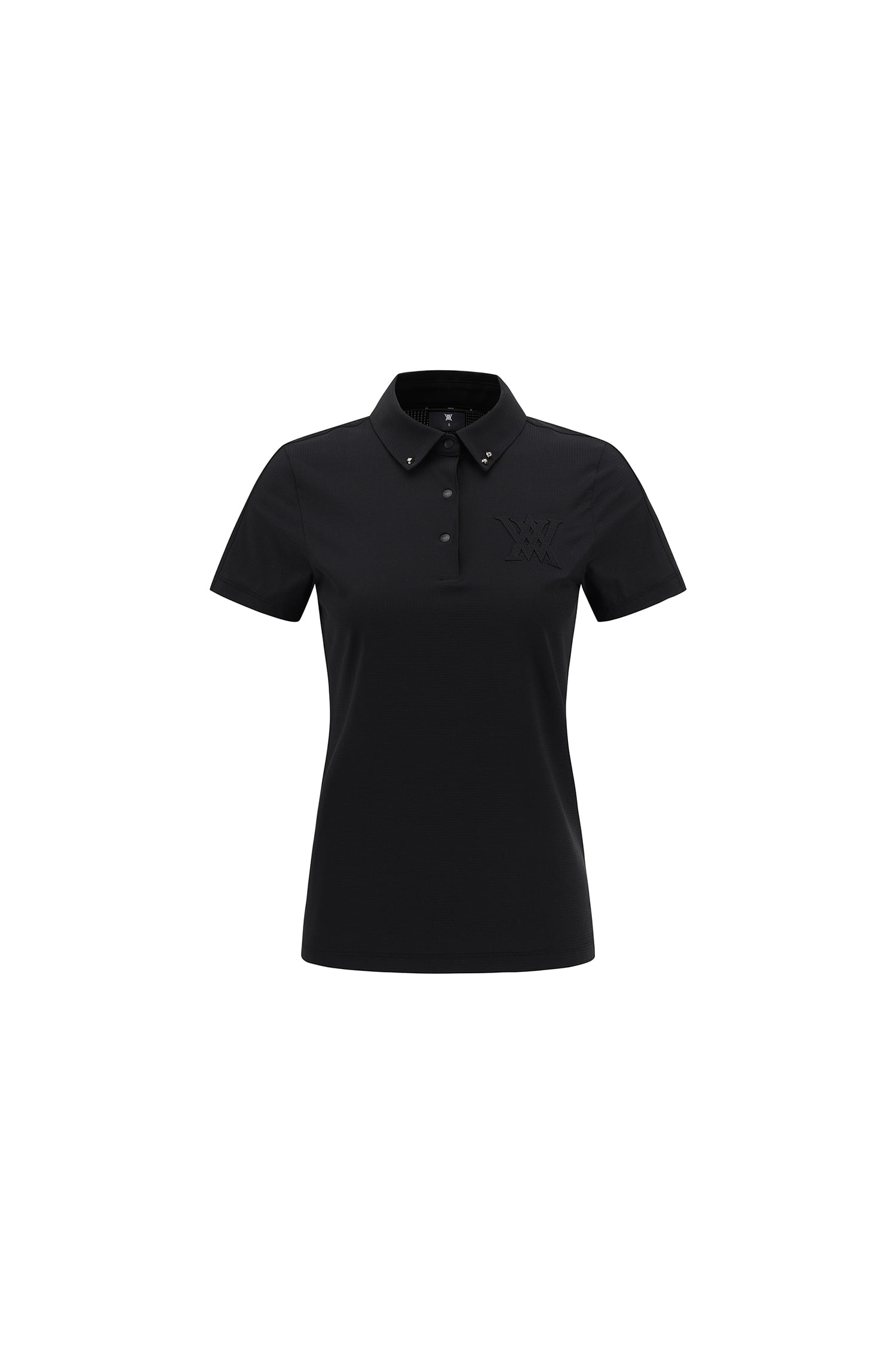 Áo golf nữ cổ bẻ cộc tay màu đen — OUTLET | Seoul Golf Fashion