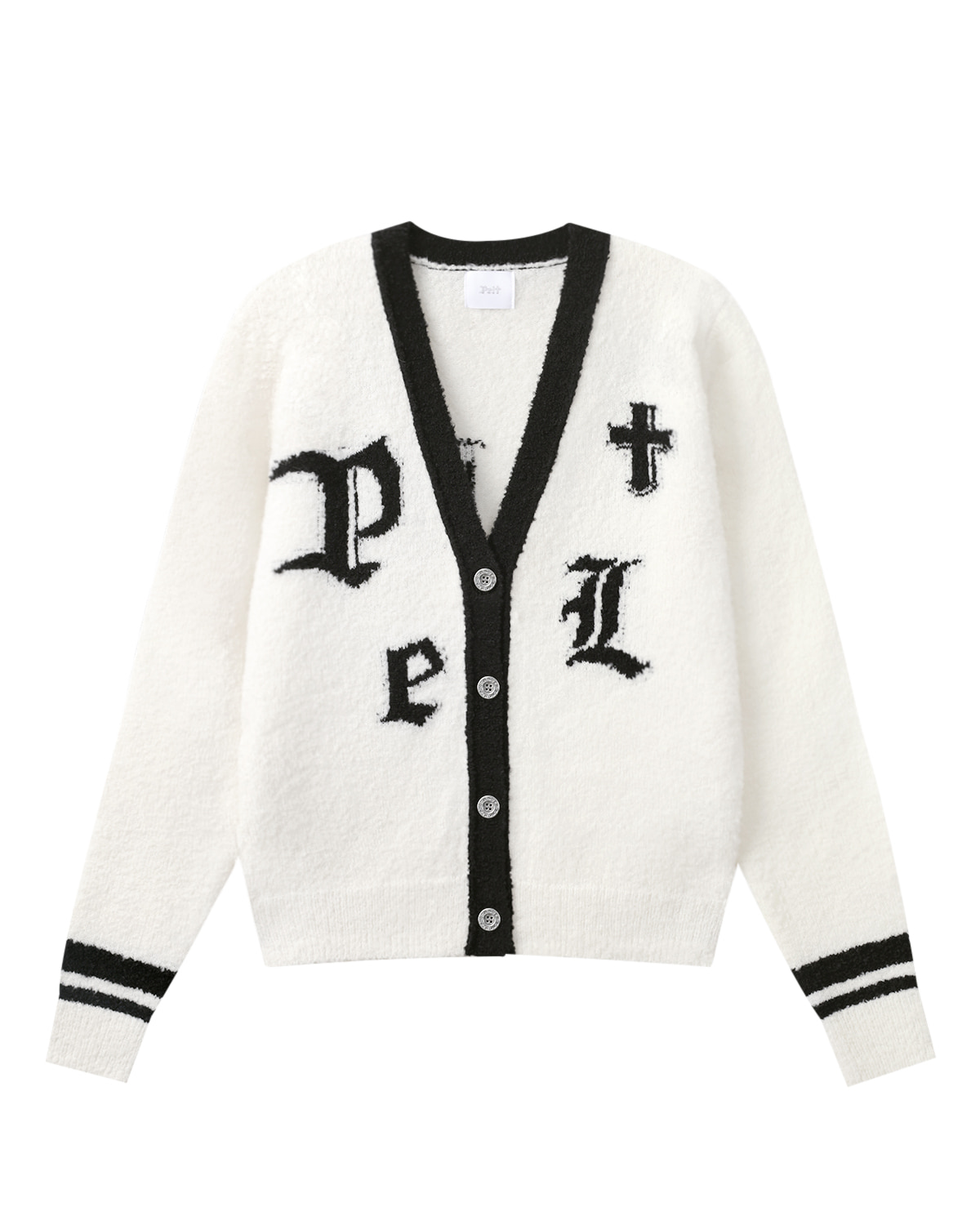 Áo khoác cardigan dệt kim cổ chữ V in logo boucle jacquard | Seoul Golf Fashion