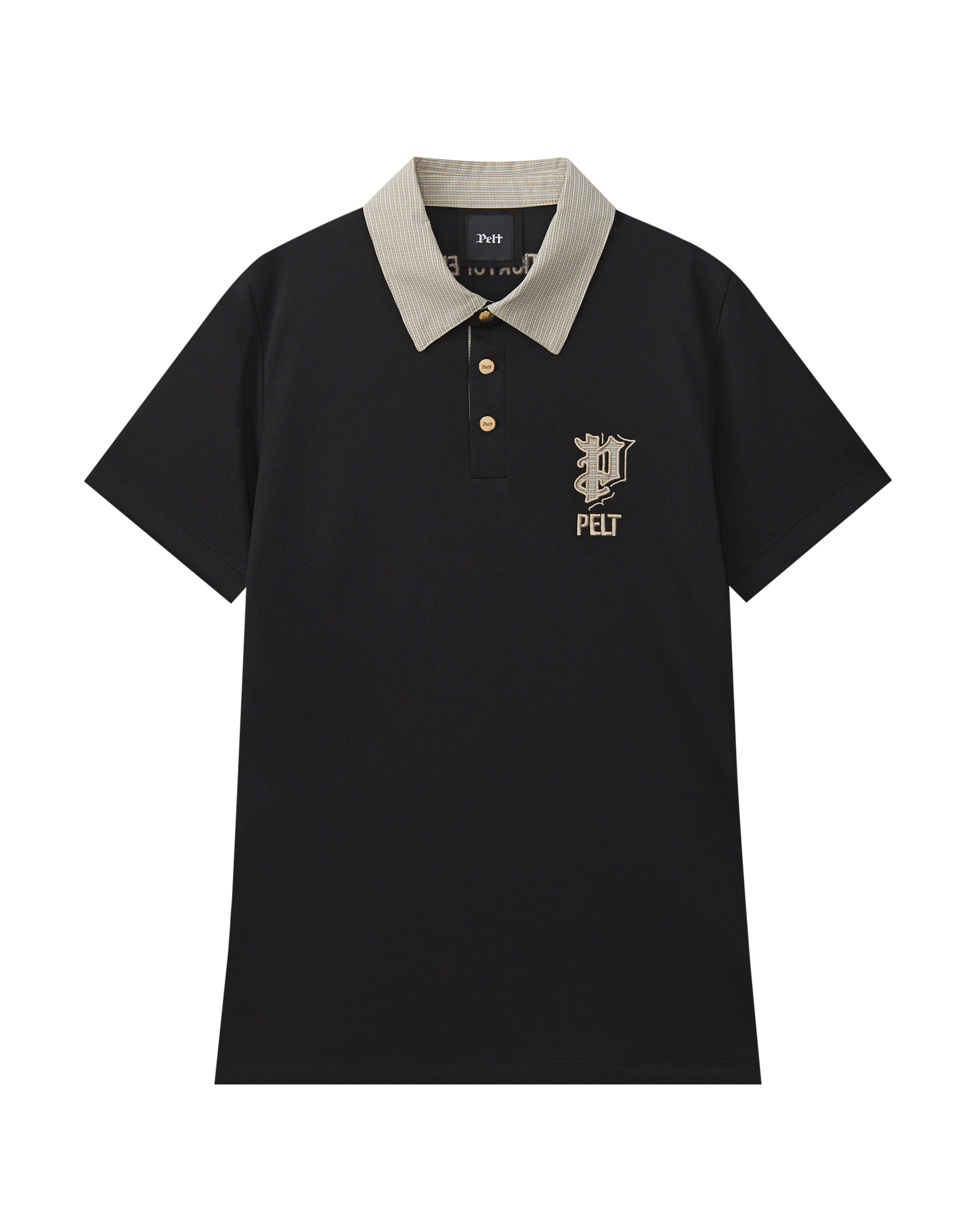 Áo golf nữ tay ngắn cổ bẻ phối màu đen be — Pelt | Seoul Golf Fashion