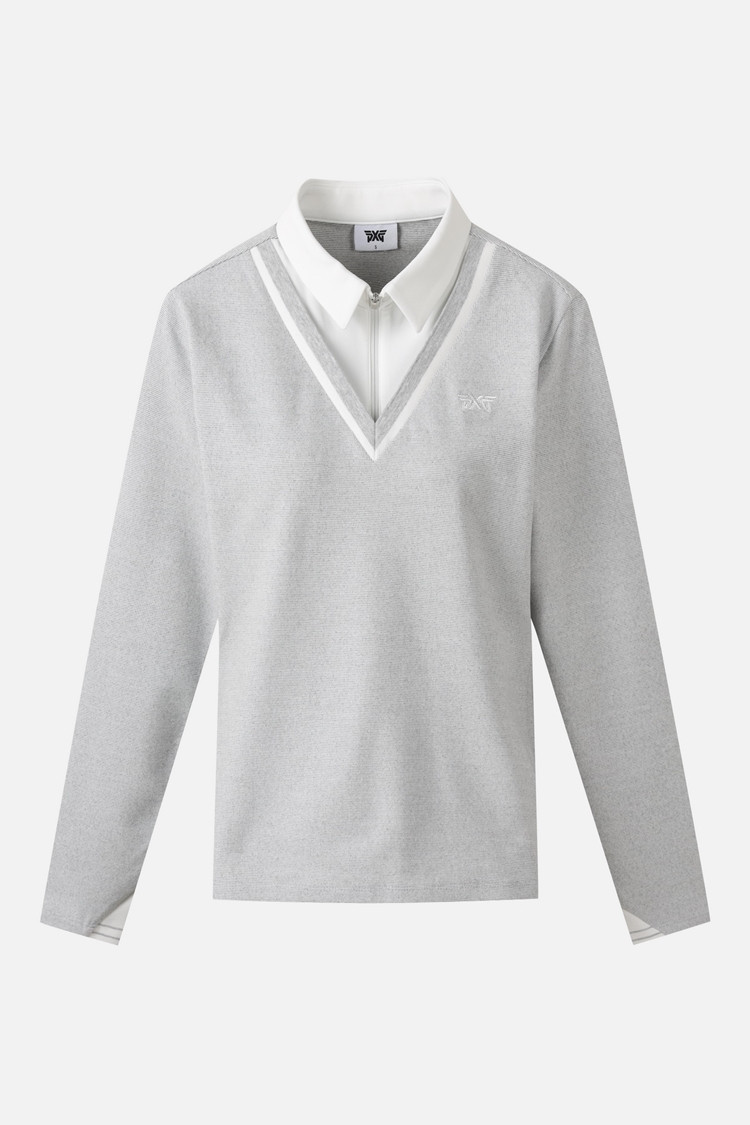 Áo thun dài tay cổ bẻ nhiều lớp dành cho nữ mùa đông | Seoul Golf Fashion