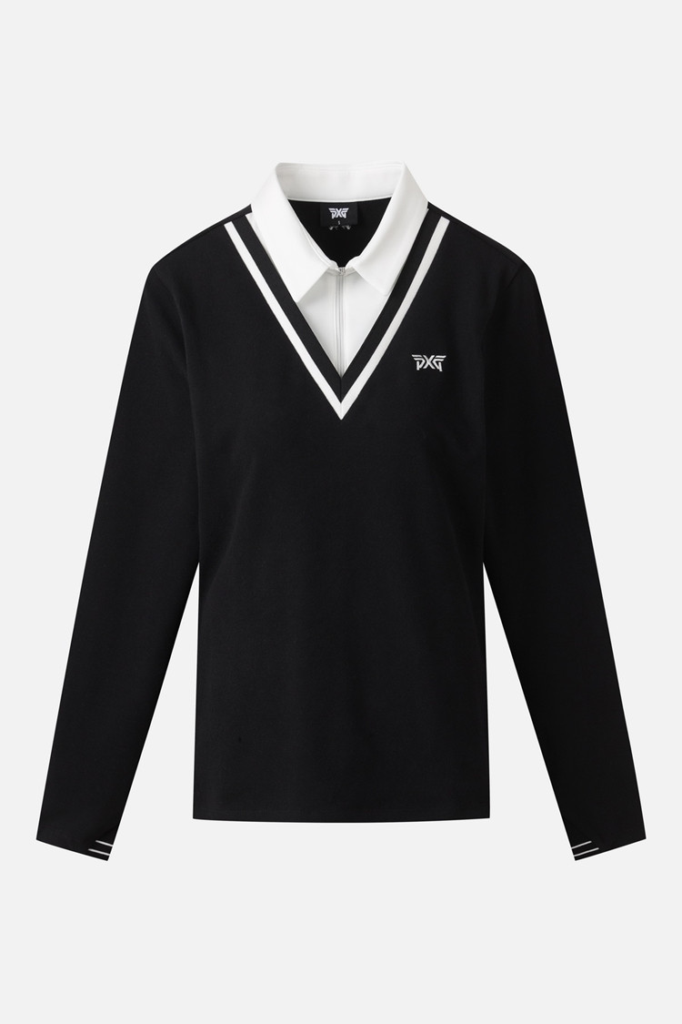 Áo thun dài tay cổ bẻ nhiều lớp dành cho nữ mùa đông | Seoul Golf Fashion