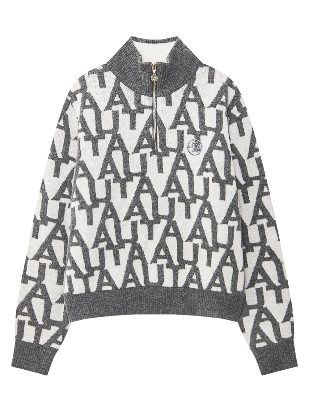 Utah Typo Grayish Half Zip Knit — UTAA Knit