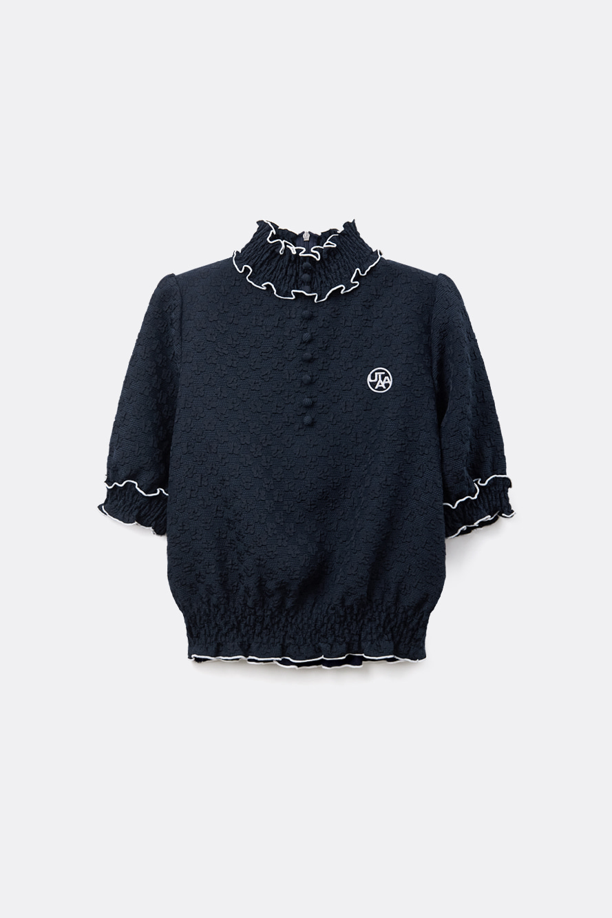 Áo cổ cao xếp ly ren hoa Utah Bloom — UTAA T-Shirt