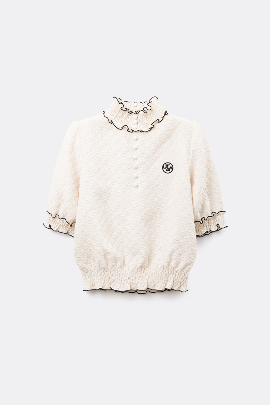 Áo cổ cao xếp ly ren hoa Utah Bloom — UTAA T-Shirt