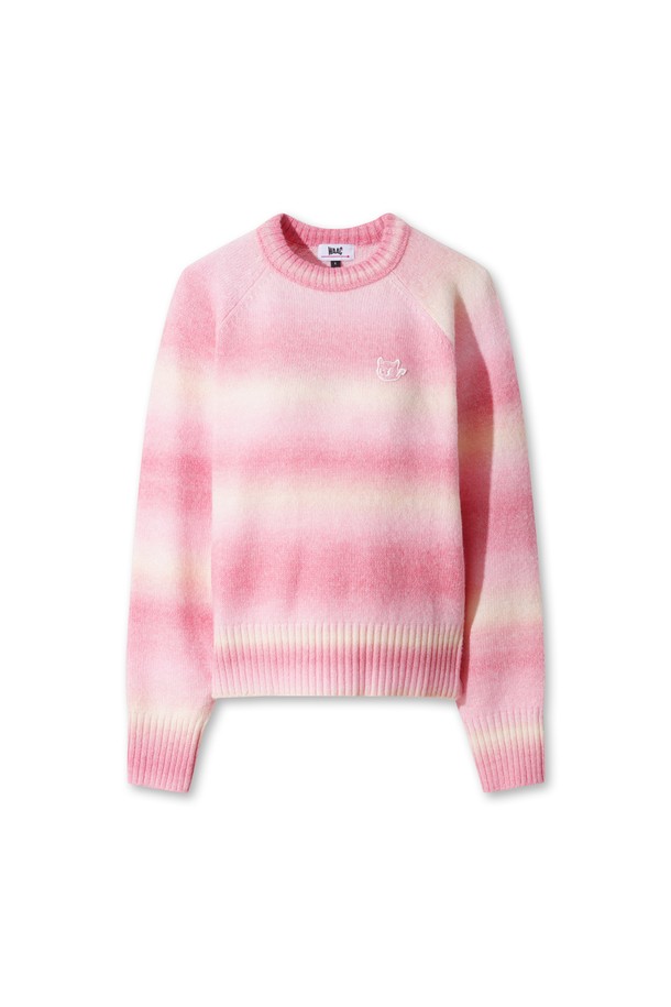 Áo knit golf nữ WAAC tay dài sọc ngang màu hồng trắng
