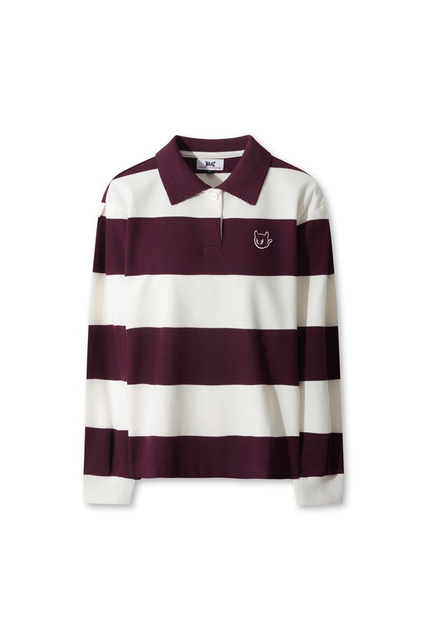 Áo polo nữ tay dài sọc ngang tím trắng — WAAC | Seoul Golf Fashion