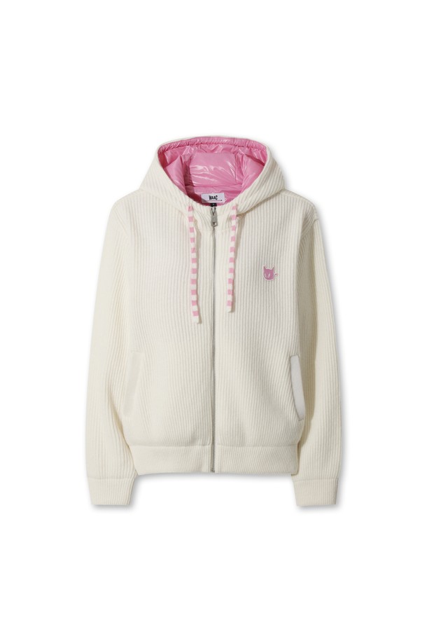 Áo knit golf nữ có mũ khóa kéo màu trắng kem — WAAC | Seoul Golf Fashion