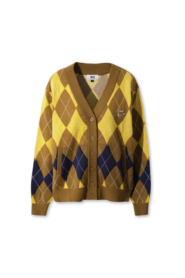 Áo knit golf nữ họa tiết argyle màu nâu vàng — WAAC | Seoul Golf Fashion