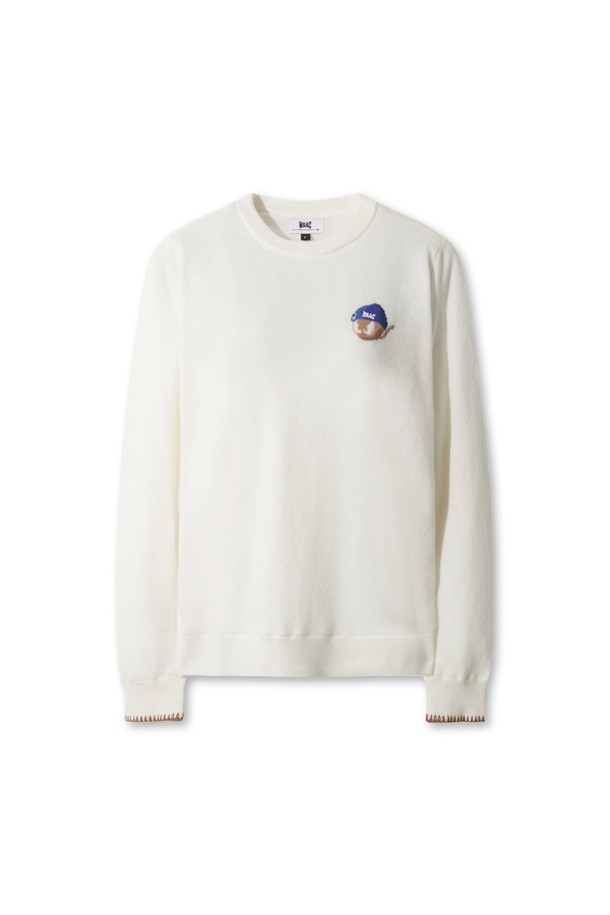 Áo knit golf nữ cổ tròn màu trắng kem — WAAC | Seoul Golf Fashion