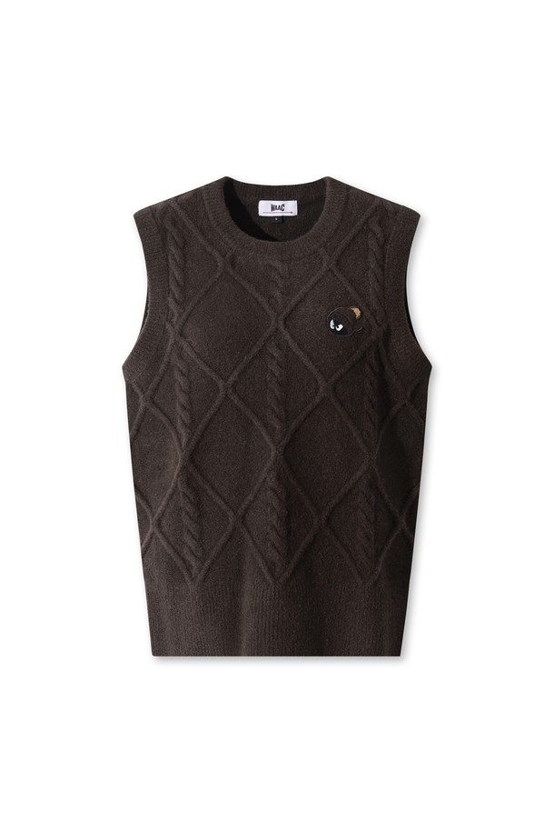 Áo vest golf nữ không tay họa tiết hình thoi màu nâu đậm — WAAC | Seoul Golf Fashion