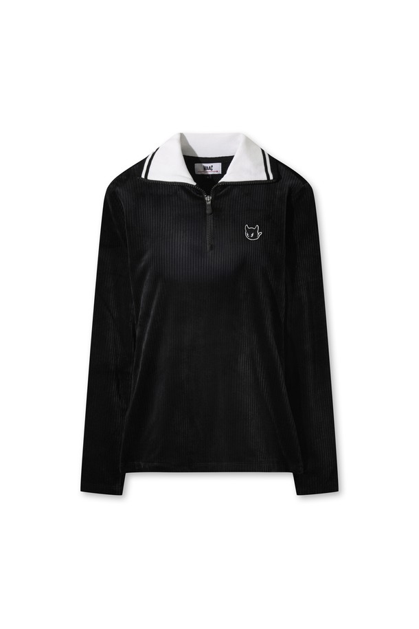 Áo sơ mi golf nữ tay dài phối cổ trắng viền đen màu đen — WAAC | Seoul Golf Fashion