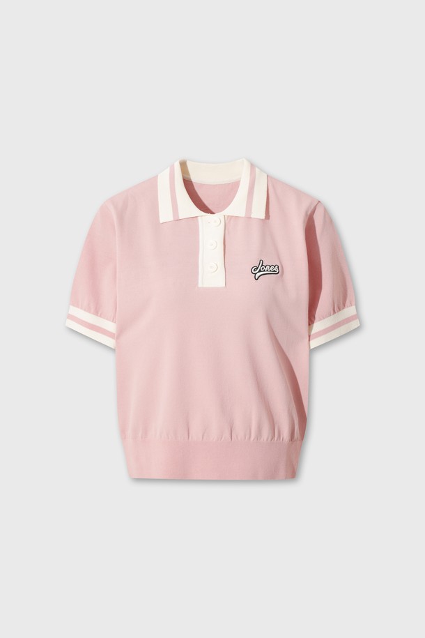 Áo polo golf nữ tay ngắn phối viền trắng màu hồng pastel — WAAC | Seoul Golf Fashion
