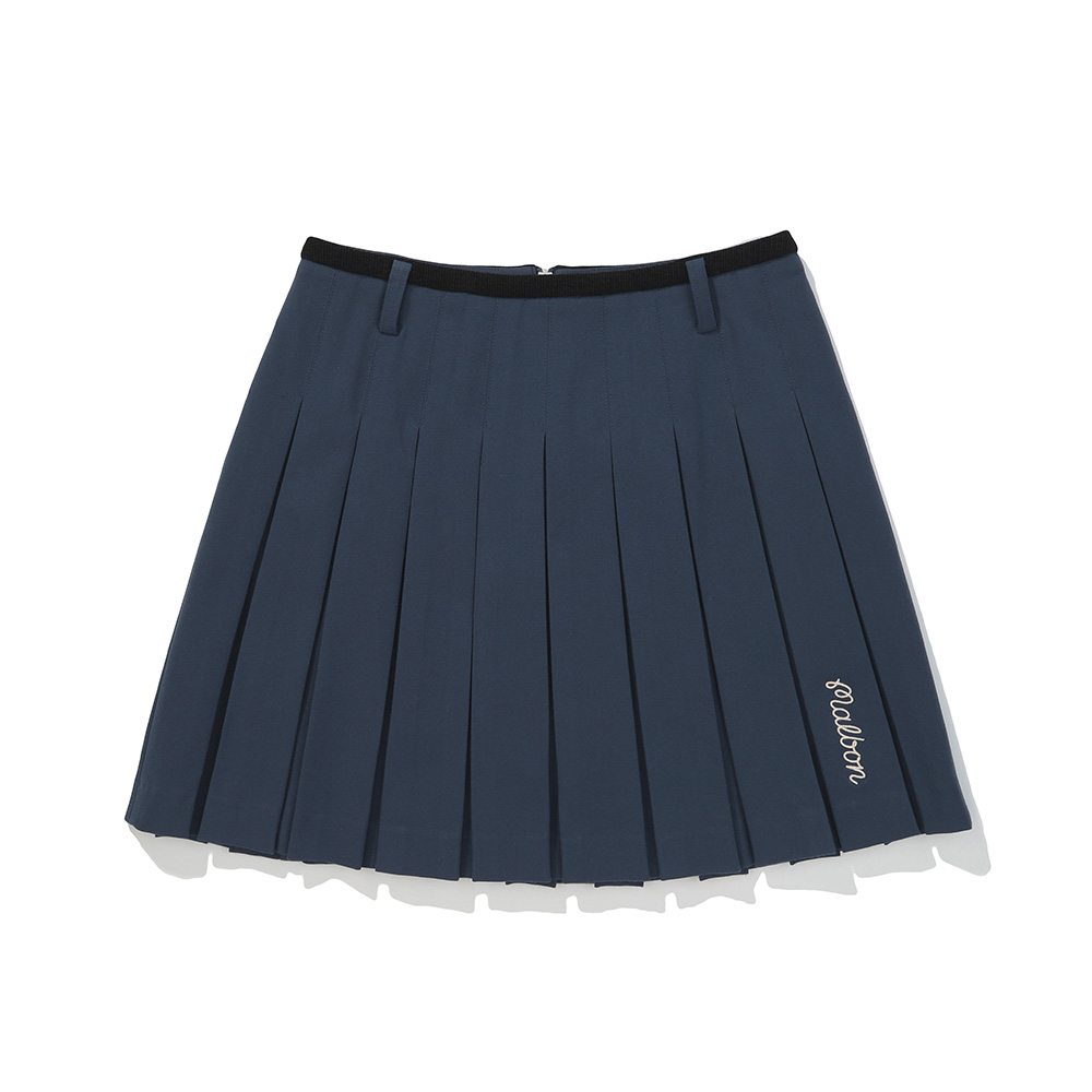 Váy xếp ly accordion màu xanh navy viền cạp đen thương hiệu Malbon