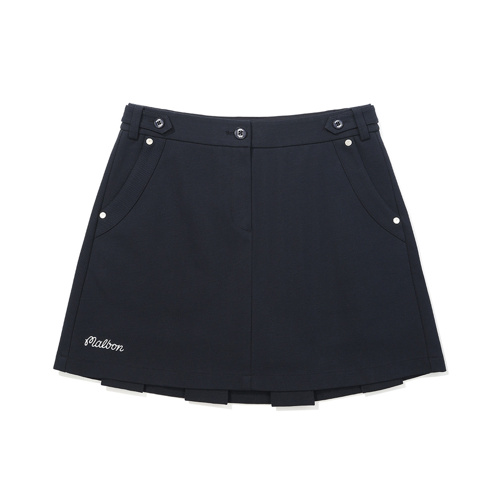 Váy golf nữ Malbon dáng chữ A màu xanh navy, xếp ly phía sau thanh lịch