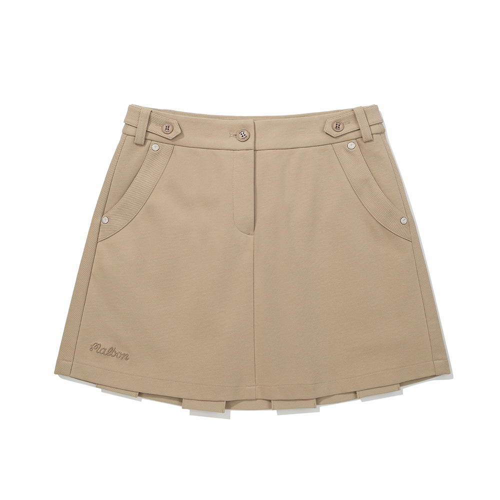 Váy chữ A xếp ly sau màu be — Malbon | Seoul Golf Fashion