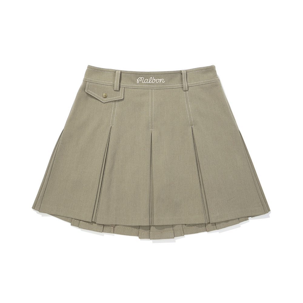 Váy chữ A xếp ly đối màu be — Malbon | Seoul Golf Fashion