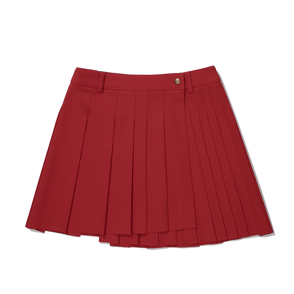 Váy xếp ly lệch vải TR màu đỏ — Malbon | Seoul Golf Fashion
