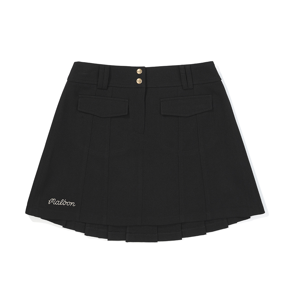 Váy xếp ly biến tấu túi ngoài màu đen — Malbon | Seoul Golf Fashion