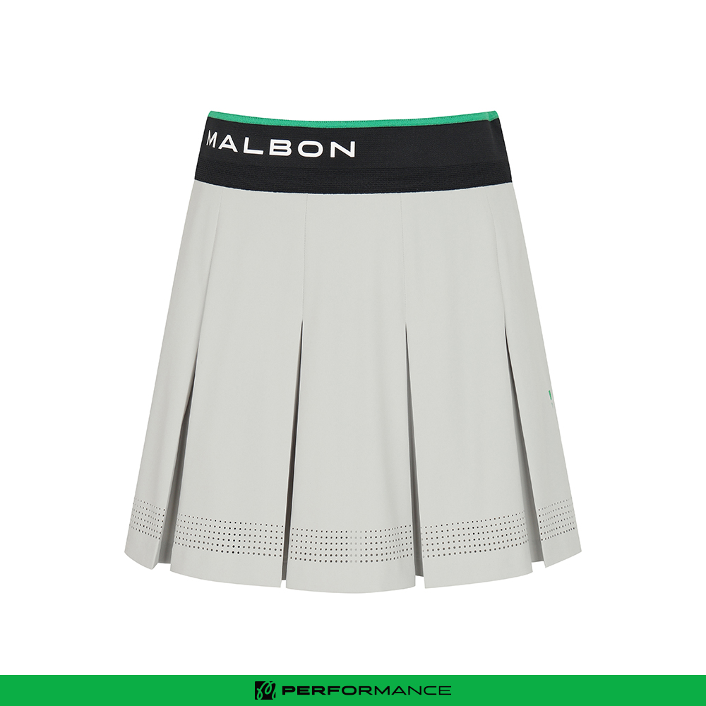 Váy xếp ly rộng Performance màu xám nhạt — Malbon | Seoul Golf Fashion