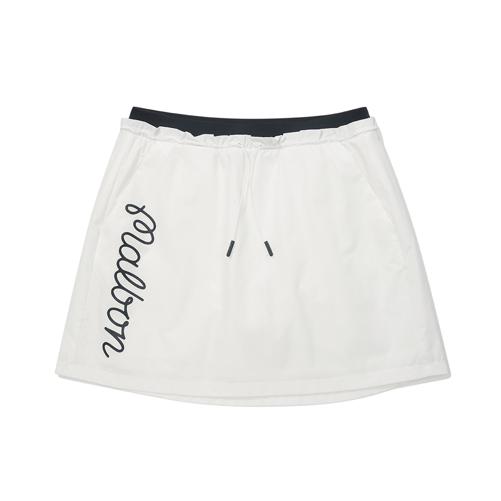 Váy xòe chiết ly đai lưng đôi màu trắng ngà — Malbon | Seoul Golf Fashion