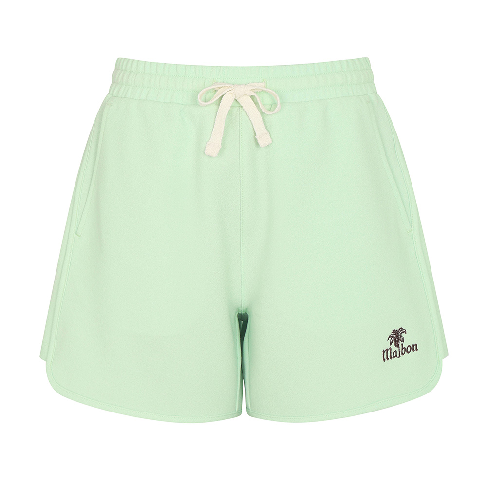 Quần short golf nữ màu xanh bạc hà cạp chun dây rút — Malbon | Seoul Golf Fashion