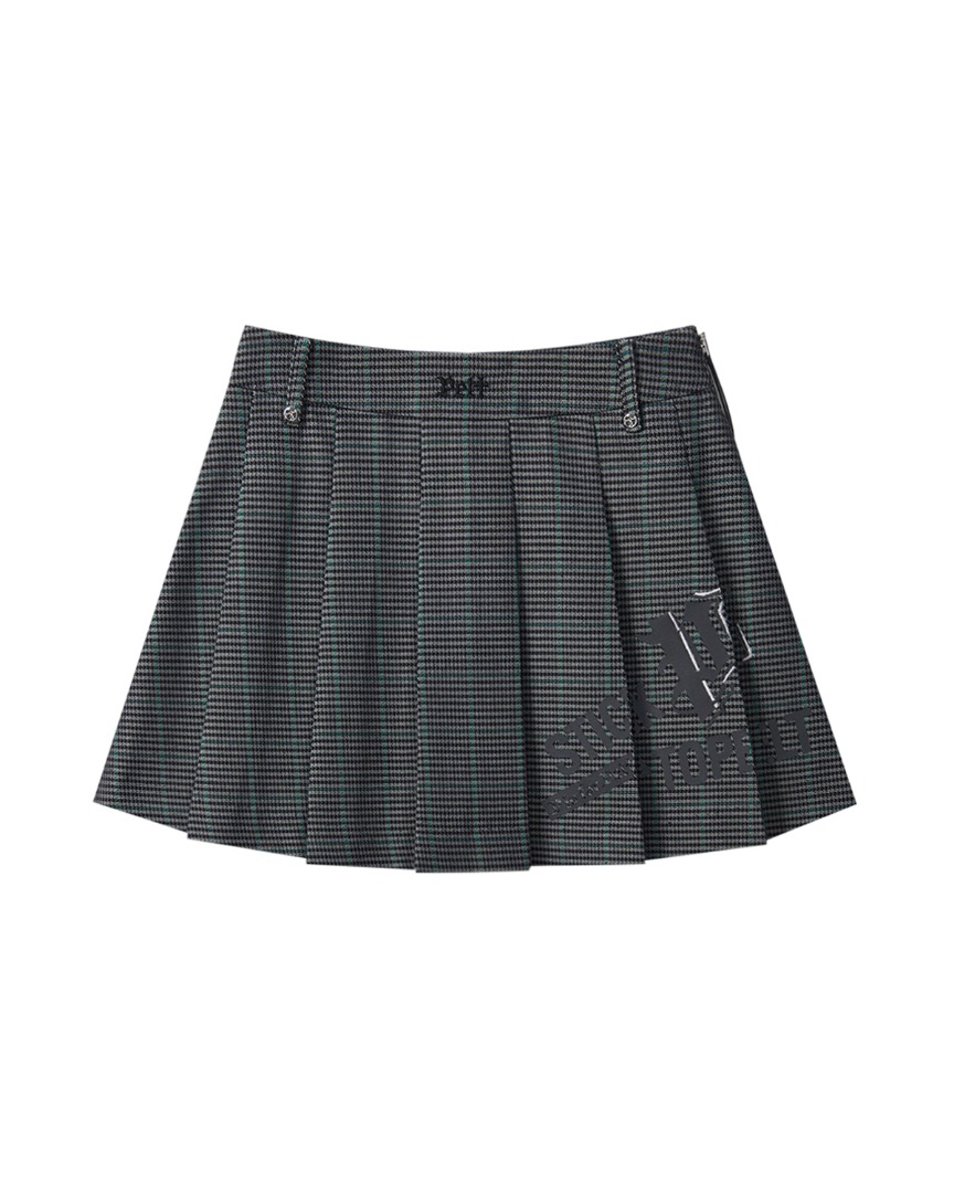 Chân váy xếp ly kẻ caro phối logo | Seoul Golf Fashion