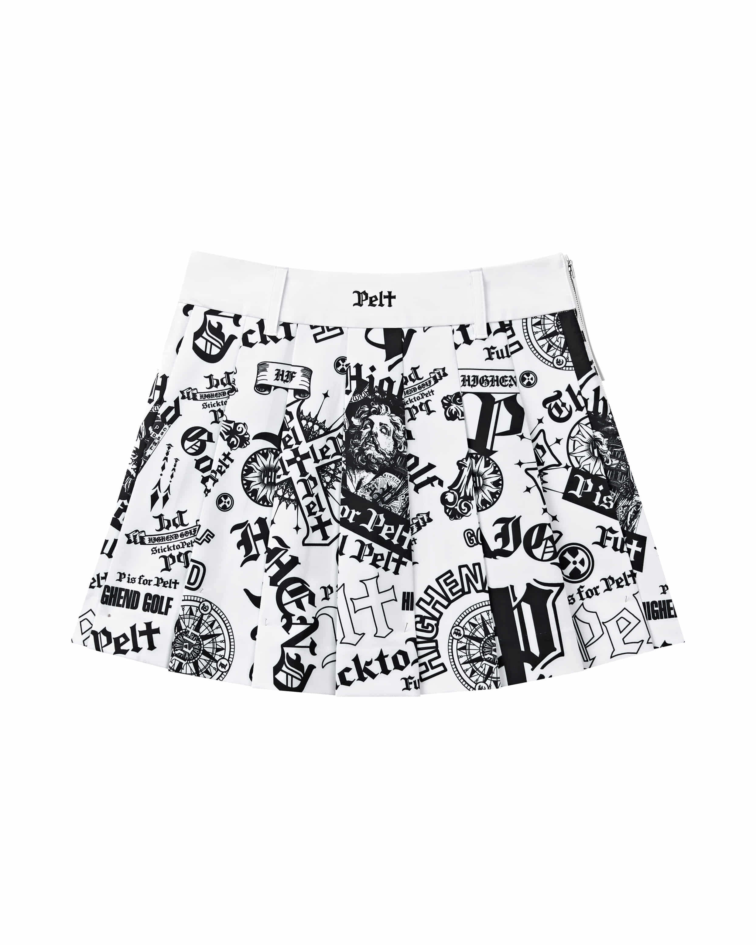 Váy xếp ly họa tiết phối hợp Poseidon bằng nỉ | Seoul Golf Fashion