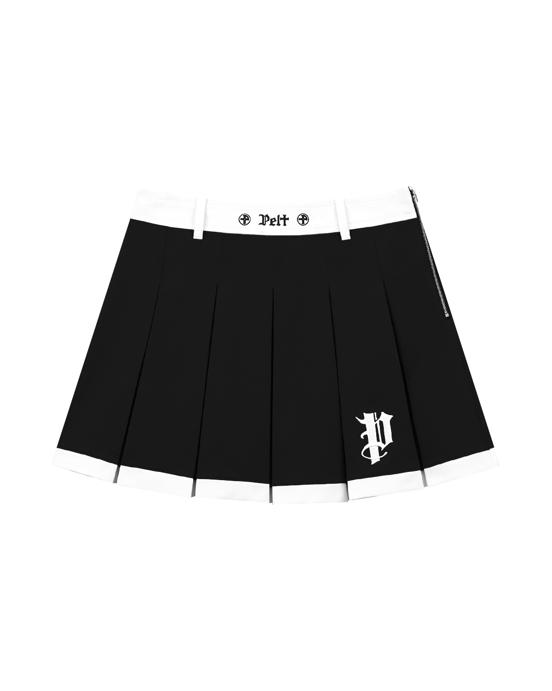 Váy xếp ly bằng nỉ phối màu với logo dạng đường kẻ. | Seoul Golf Fashion
