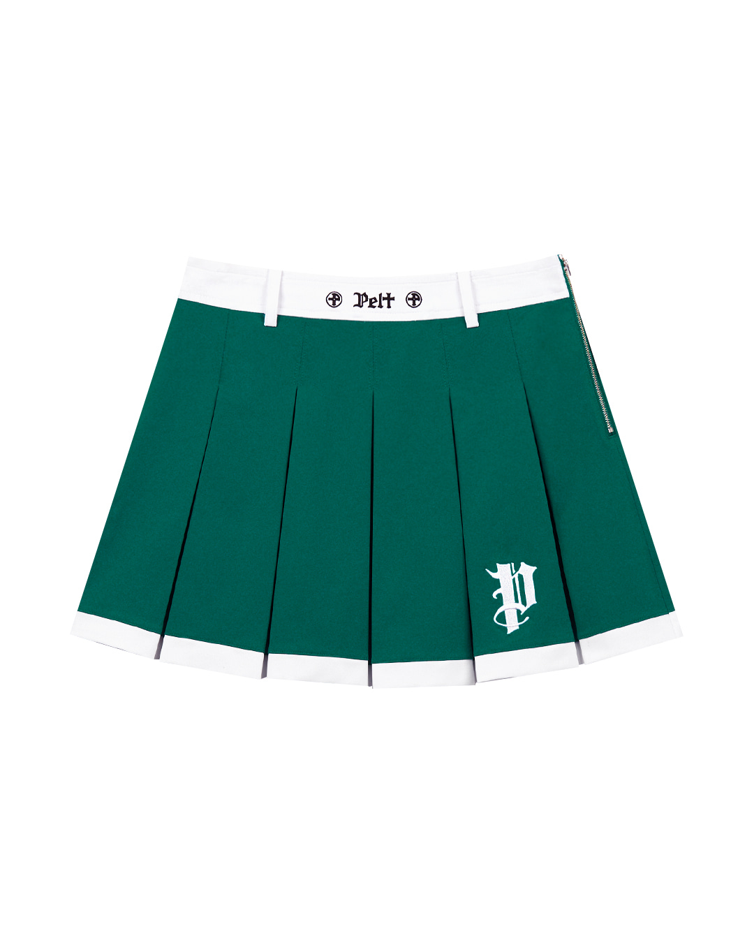 Váy xếp ly bằng nỉ phối màu với logo dạng đường kẻ. | Seoul Golf Fashion