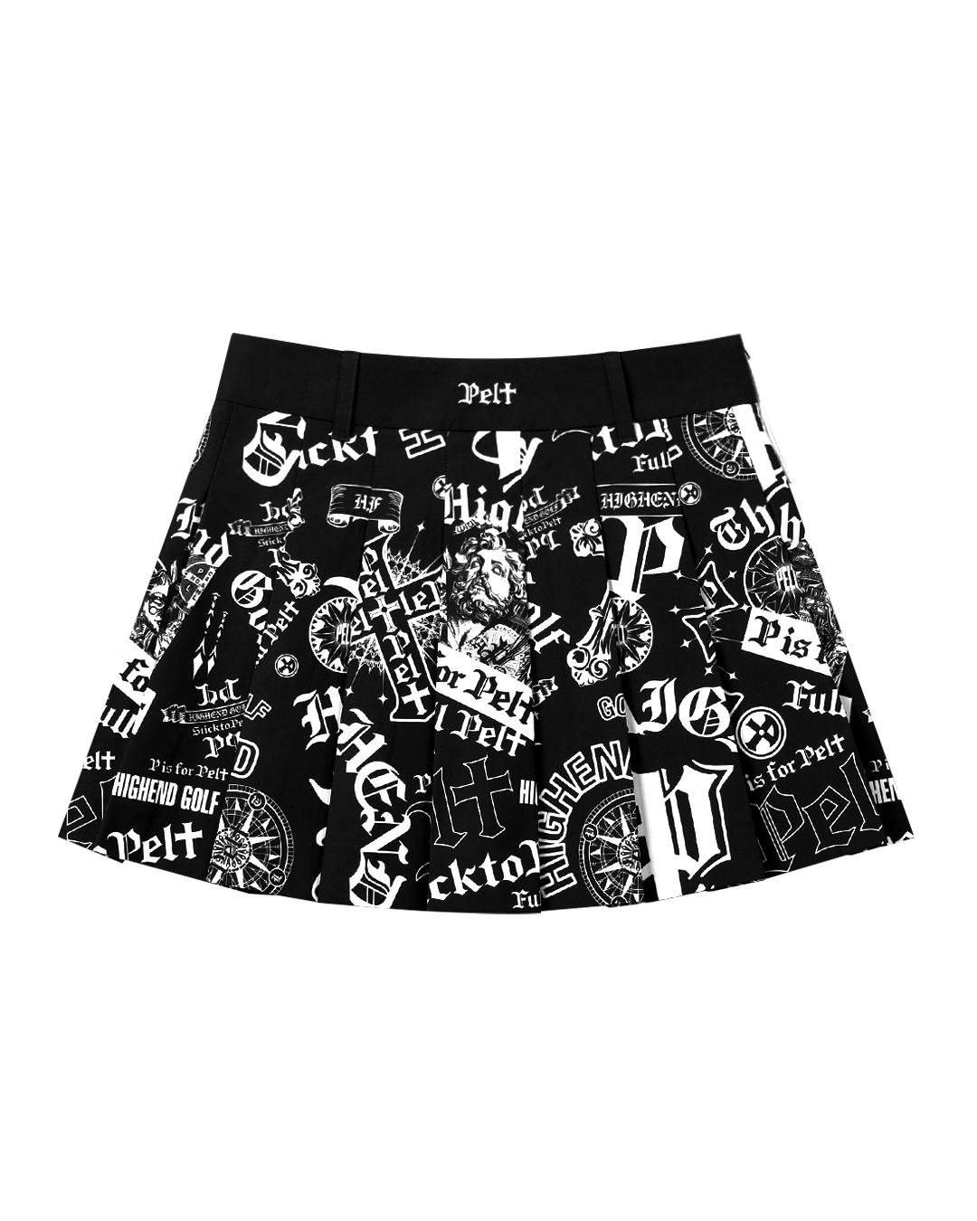 Váy xếp ly họa tiết phối hợp Poseidon bằng nỉ | Seoul Golf Fashion