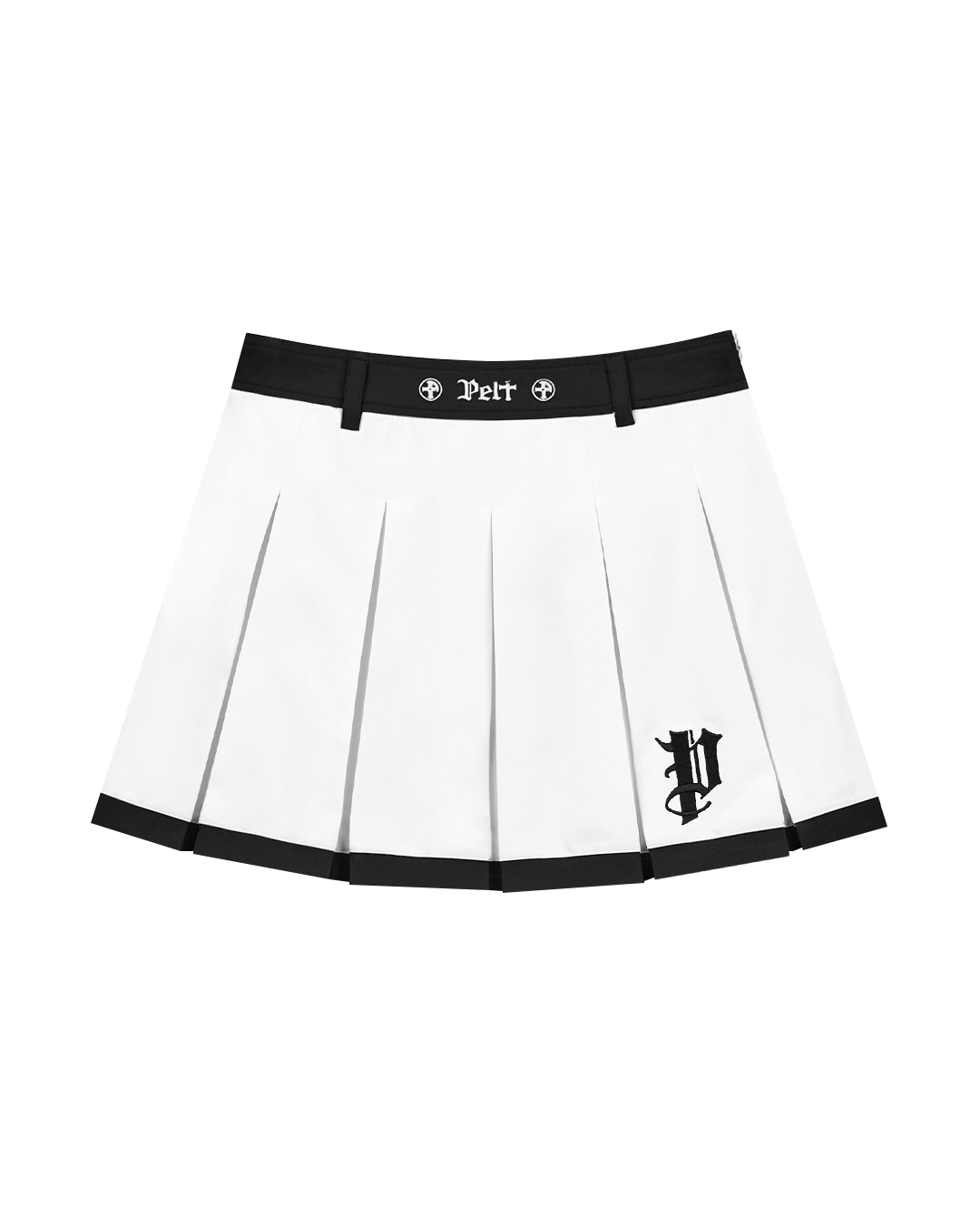 Váy xếp ly bằng nỉ phối màu với logo dạng đường kẻ. | Seoul Golf Fashion
