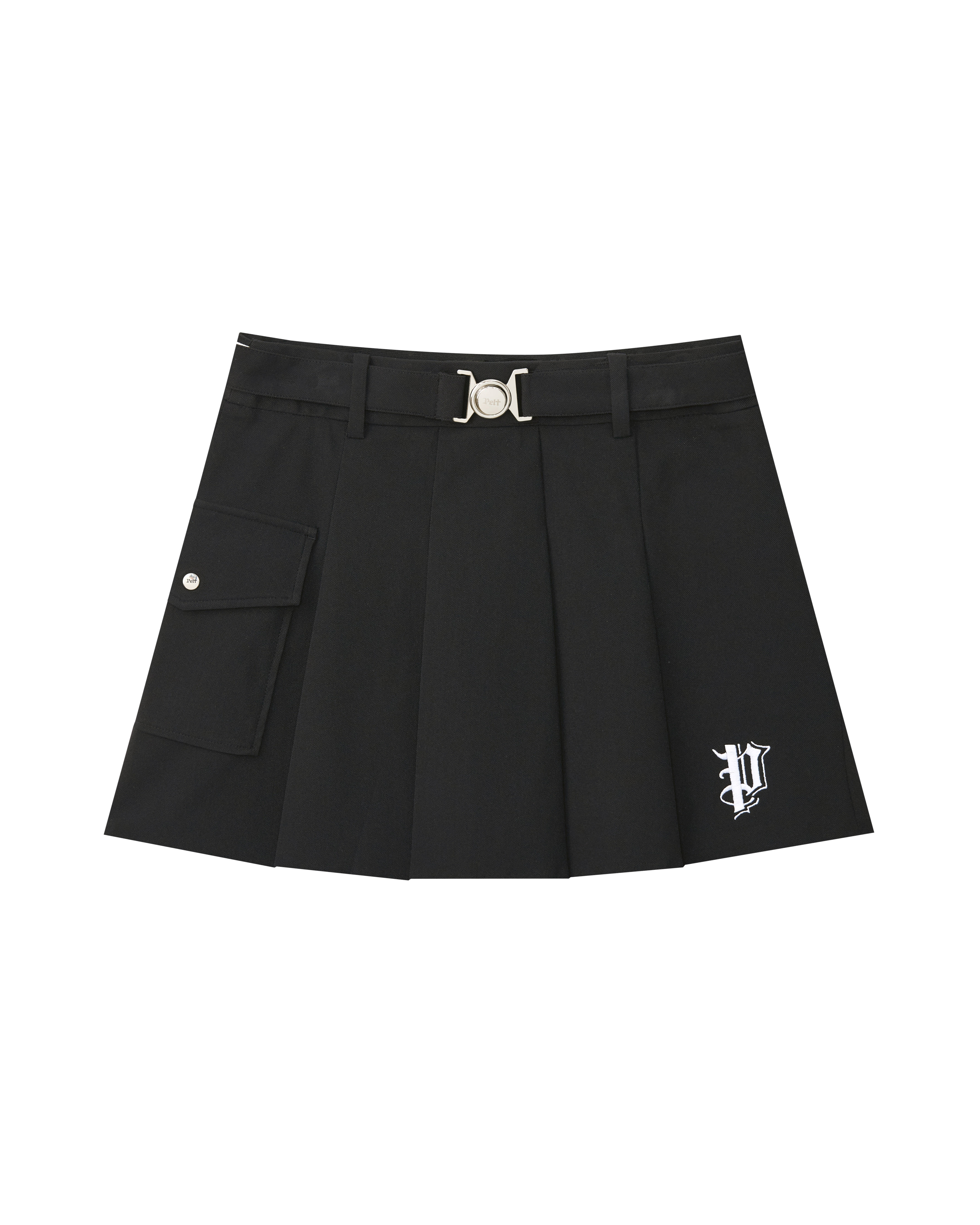 Váy golf nữ chân xếp ly kèm túi bên đen — Pelt | Seoul Golf Fashion