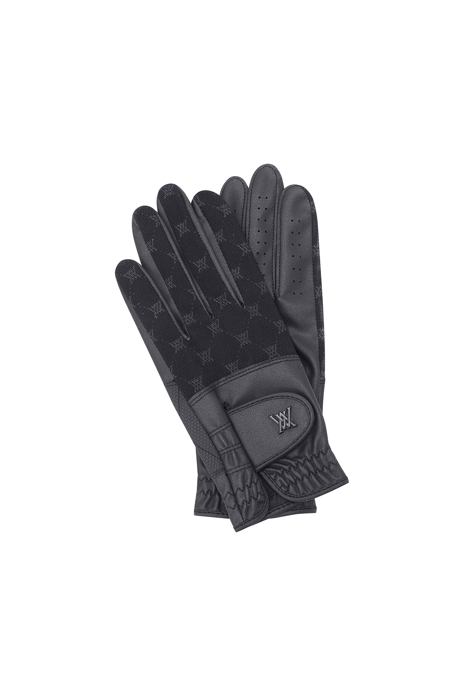(W) MONOGRAM SEETHROUGH GLOVE (PAIR)_BK — Anew | Seoul Golf Fashion