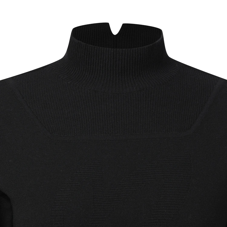 Áo knit golf nữ cổ cao màu đen — ảnh 3