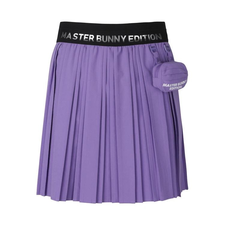 Chân váy golf nữ xếp ly màu tím có túi nhỏ phía hông và dây cạp đen Master Bunny Edition