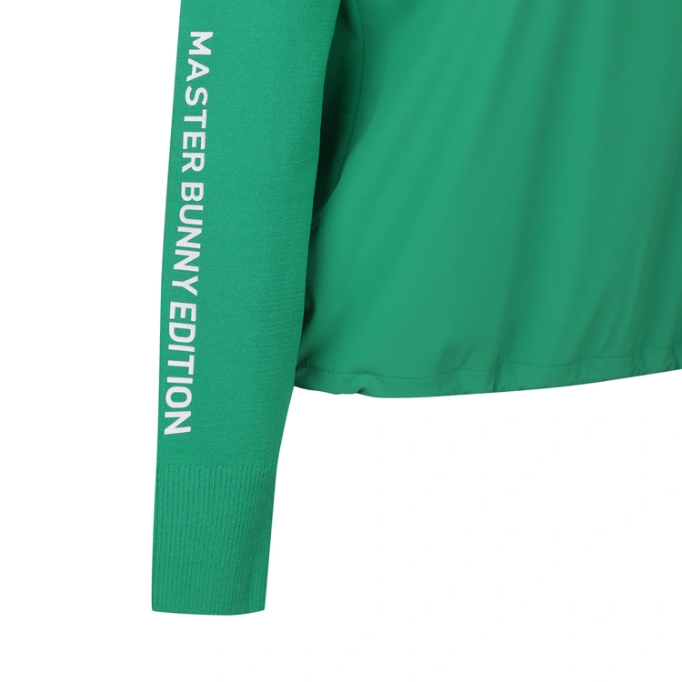 Áo knit golf nữ cổ tim màu xanh lá — ảnh 4
