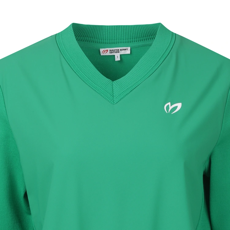 Áo knit golf nữ cổ tim màu xanh lá — ảnh 3