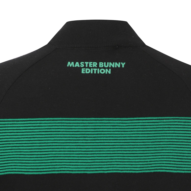 Áo knit golf nữ cổ khóa nửa tay sọc ngang màu đen xanh — ảnh 5