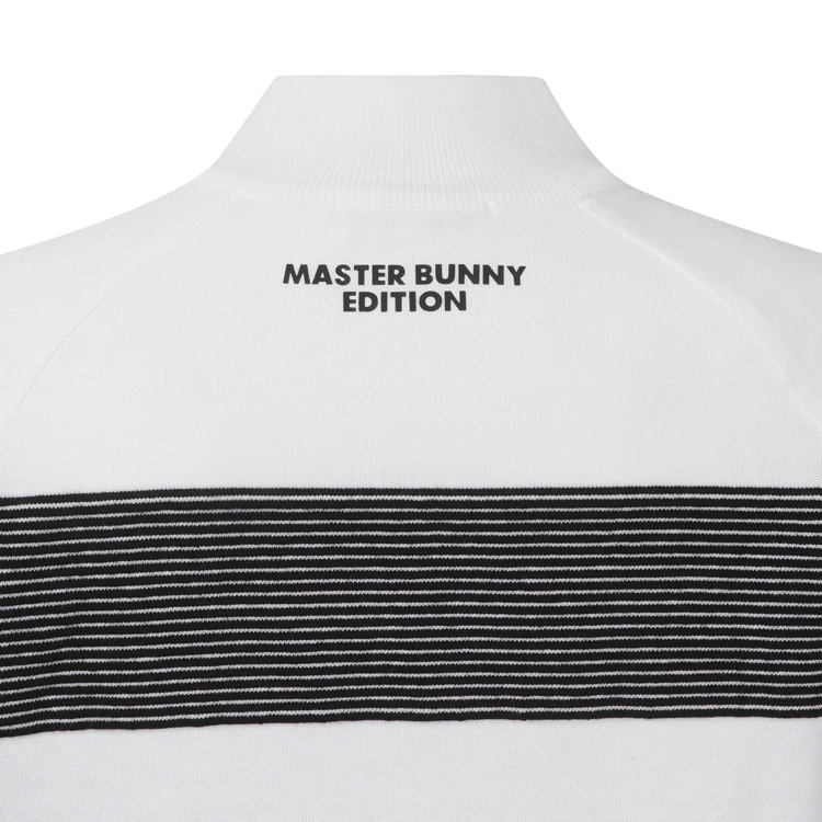 Áo knit golf nữ cổ giả chờm phối sọc ngang trắng đen — ảnh 5